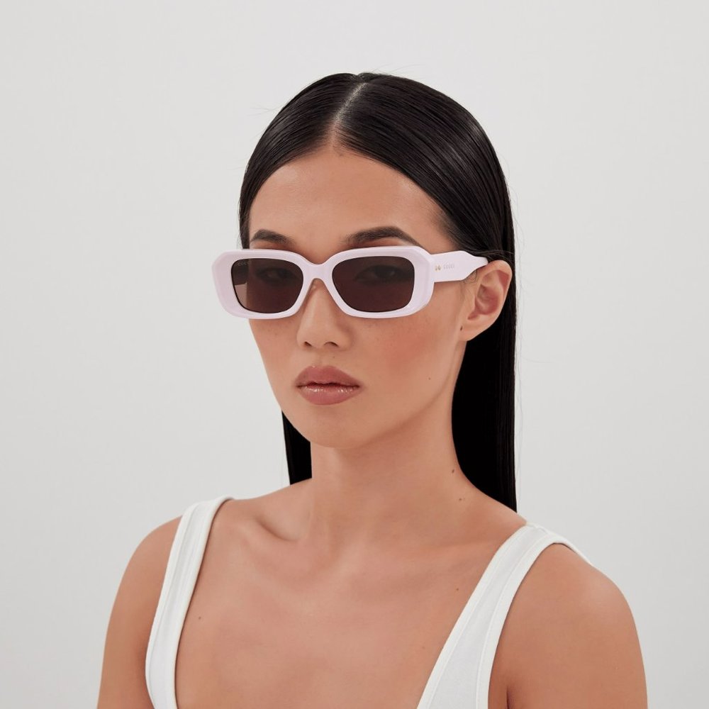 BRAND NEW Gucci GG1531SK 003 Pink Brown Unisex Rectangle Sunglasses - Picture 9 of 10